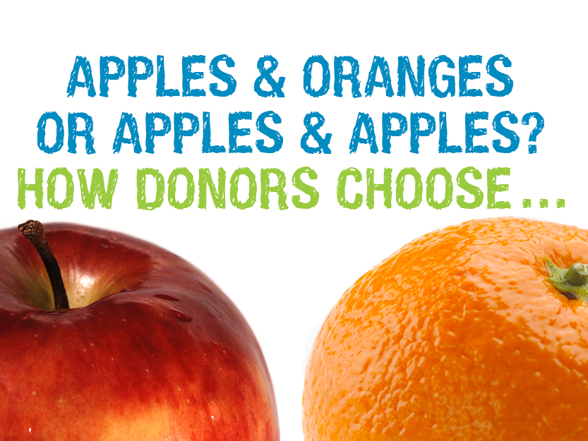 apples and oranges or apples and apples: how donors choose